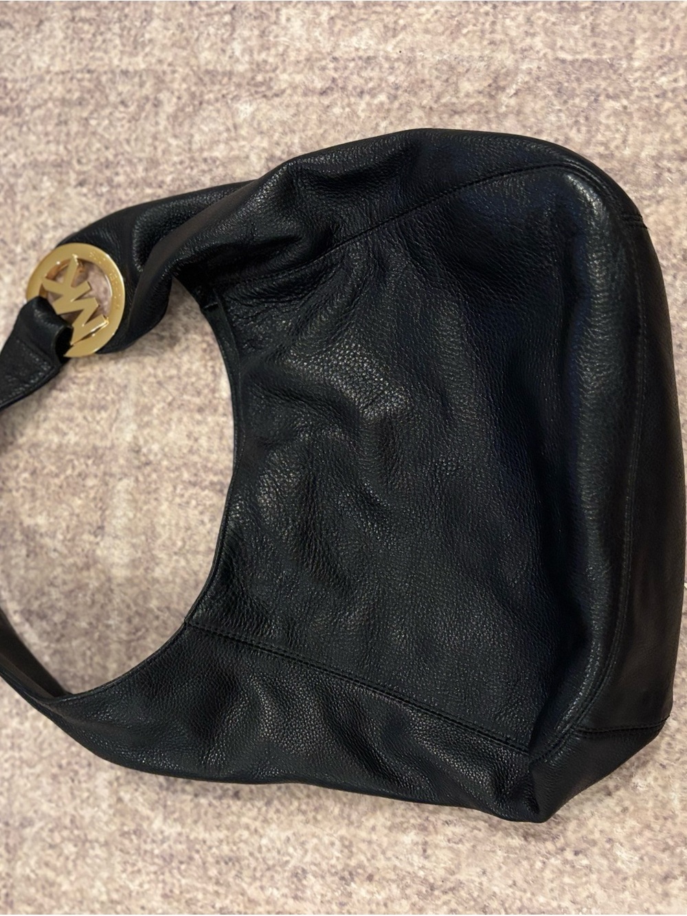 MICHAEL Michael Kors Black Leather Tote with Branded Interior